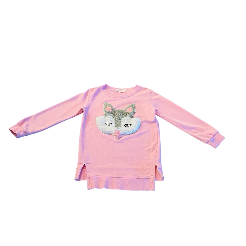 Cute Pink Sweatshirt with Fox Design Size Medium